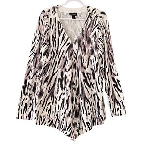 Lane Bryant Tiger Print Blouse V-Neck Long Sleeve Cotton Knit Size 22/24